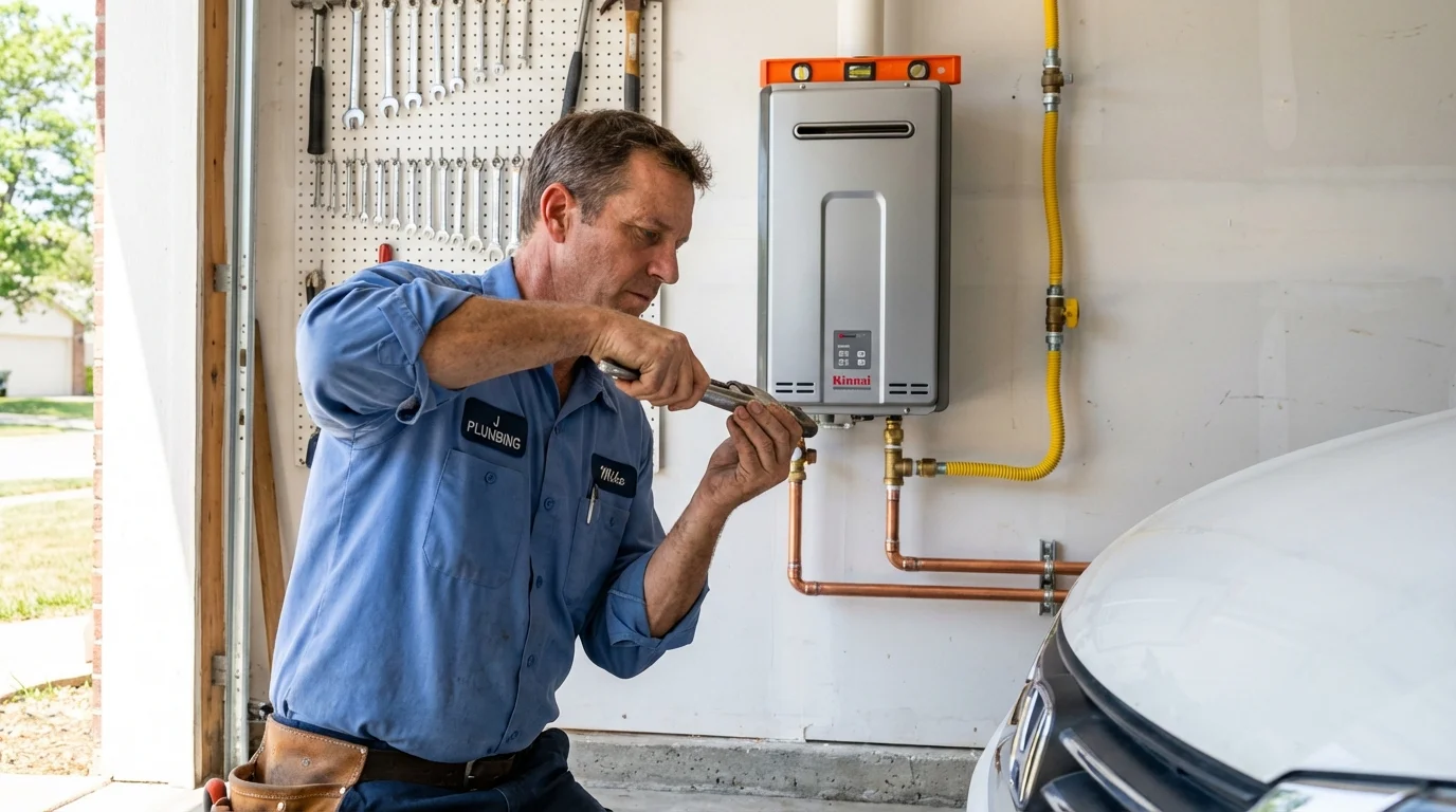 Tankless water heater installation by a Johns Plumbing LLC plumber in Richlands